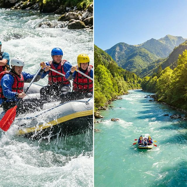 Wildwasser-Rafting in alpiner Schlucht